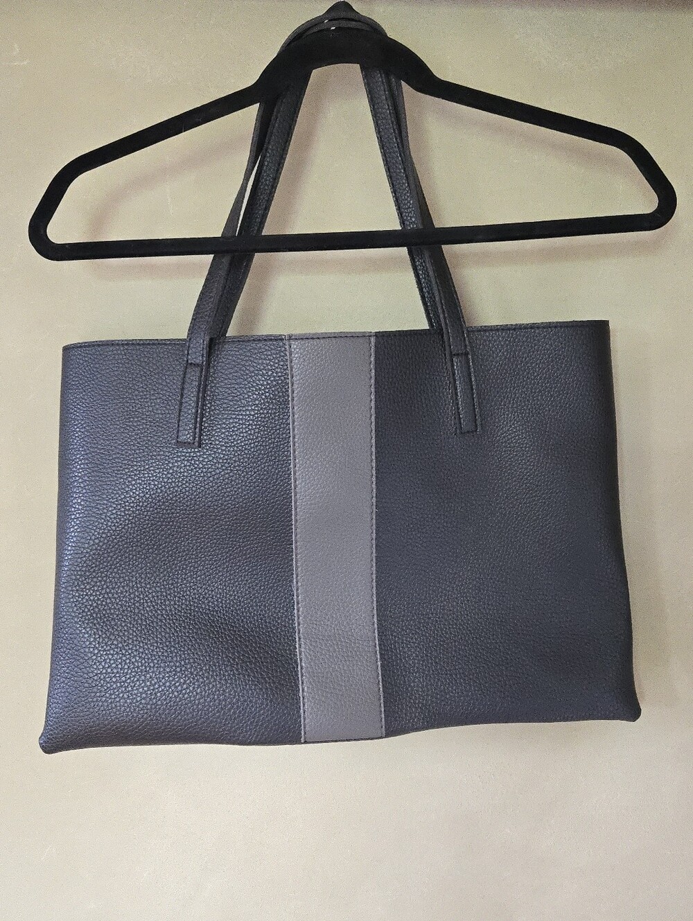 Vince Camuto | Black & Gray Vegan Leather Colorblock Tote Bag, Size 11 1/2"x17"